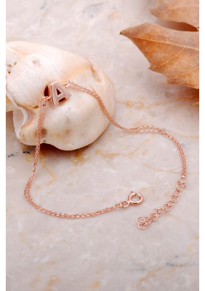 A Harfi Rose Gümüş Bileklik 4189