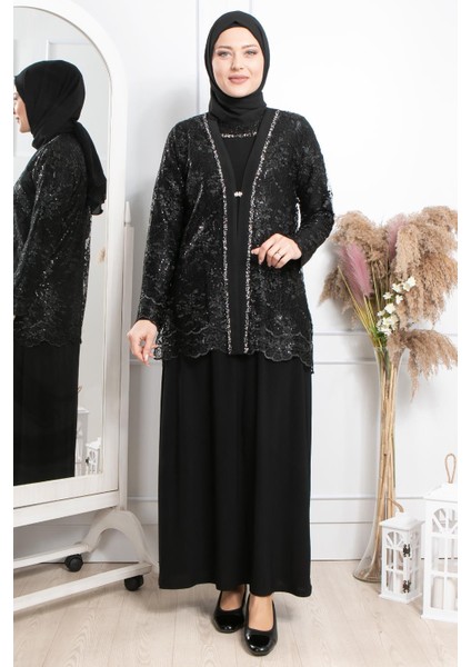 Taş Işleme Detay Abiye Siyah MDA2314