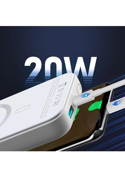 JR-W020 Magnetıc Wireless 10000 Mah Mini Powerbank Beyaz