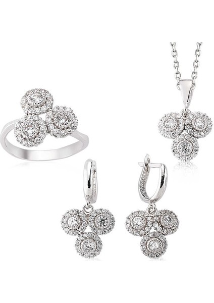 Gümüş Zirkon Taşlı Bayan Set