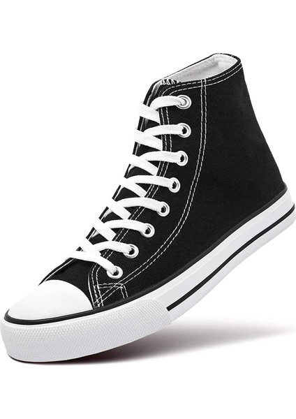 Erkek Sneaker Bilekli Convers Modeli Keten Spor Ayakkabı Siyah fırsatları