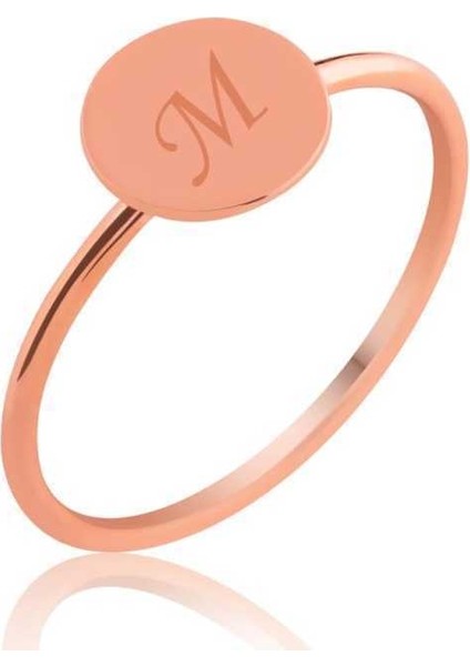 Gümüş Rose Harfli Bayan Yüzük