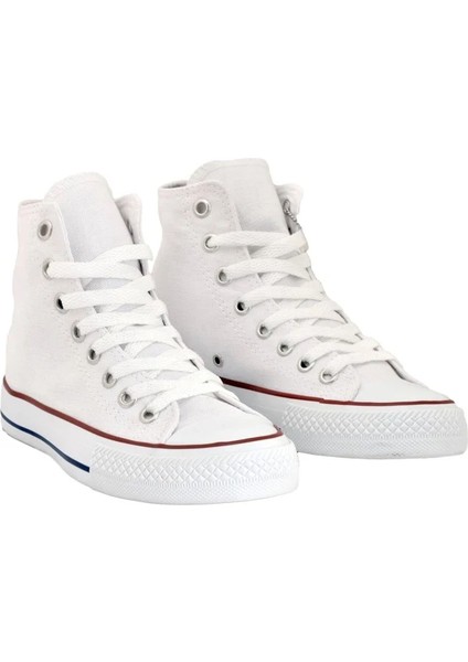 Erkek Sneaker Bilekli Convers Modeli Keten Spor Ayakkabı Beyaz