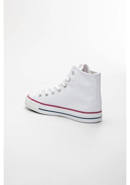 Erkek Sneaker Bilekli Convers Modeli Keten Spor Ayakkabı Beyaz