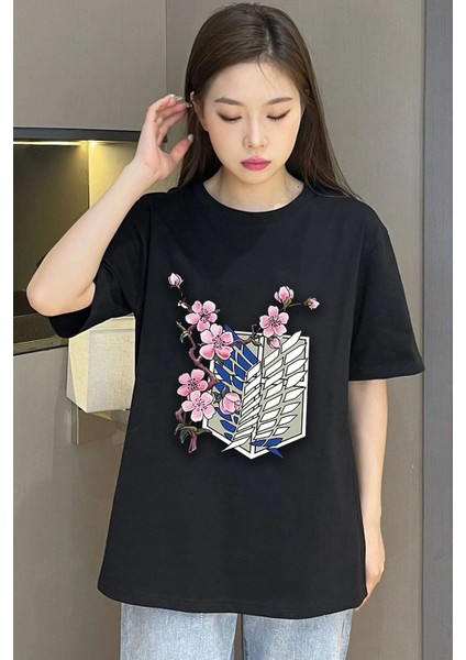 Unisex Flowers Baskılı T-Shirt