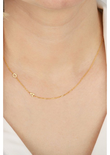 Kadın 925 Ayar Gümüş Yandan Harfli Kolye