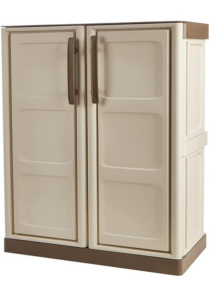 Steel Kahve Fil Dişi Iki Kapaklı Yarım Boy Plastik Bahçe Dolabı 70 x 39 x 85 cm fiyatları