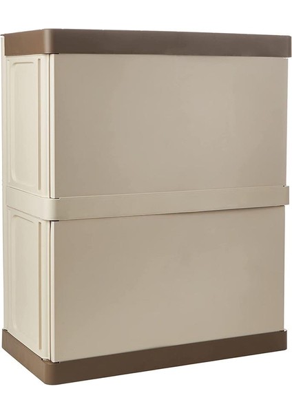 Steel Kahve Fil Dişi Iki Kapaklı Yarım Boy Plastik Bahçe Dolabı 70 x 39 x 85 cm fırsatları