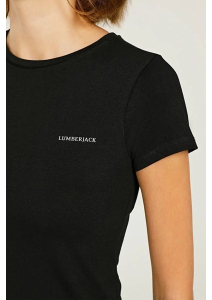 Basıc C Neck Siyah Kadın Kısa Kol T-Shirt W-CT129 fırsatları