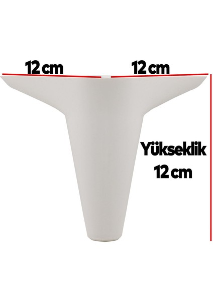 Mobilya Yatak Kanepe Sehpa Puf Koltuk Ayağı 12 cm Beyaz Baza Ayak (4 Adet)