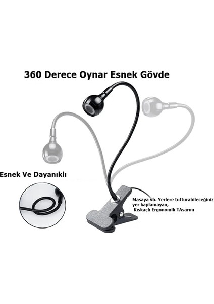 Kıskaçlı Akrobatik USB Masa Lambası - Çalışma Lambası - 360° Esnek Gövde fiyatları