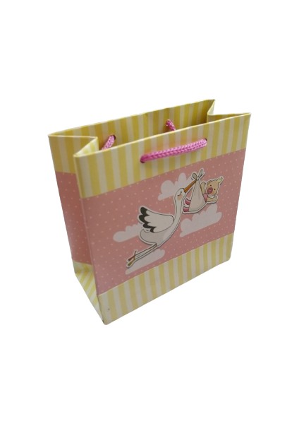 Karton Çanta Leylekli Pembe 11CM x 11CM 10'lu