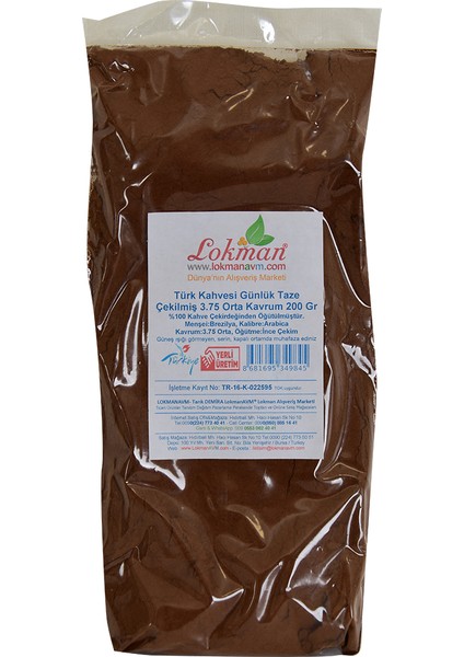 Türk Kahvesi Günlük Taze Çekilmiş 3.75 Orta Kavrum 200 gr fırsatları