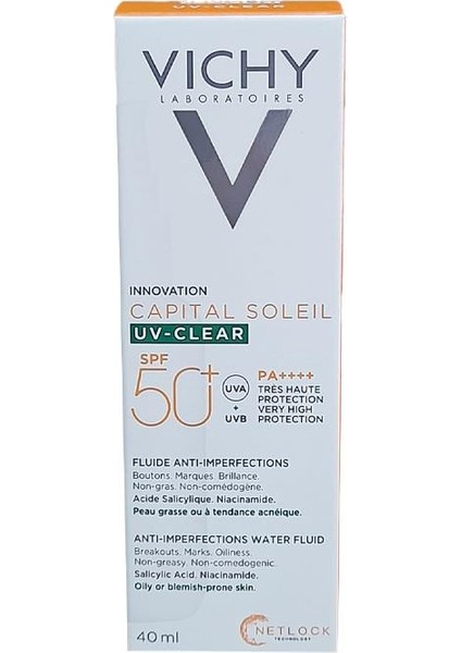 Capital Soleil Uv-Clear Yağlı ve Eğilimli Ciltler Için SPF50+ Güneş Koruyucu 40ML