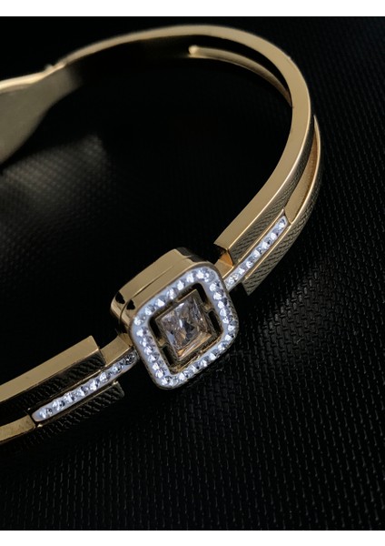 Elmas Montür Gold Çelik Kelepçe Bileklik 1,2 cm Genişlik. fiyatları