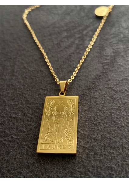 Boğa Burcu Çelik Kolye Gold