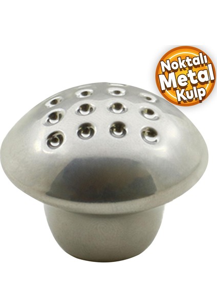 Noktalı Mantar Düğme Kulp Çekmece Dolap Kapak Kulpu Kulbu Krom Metal Kulp