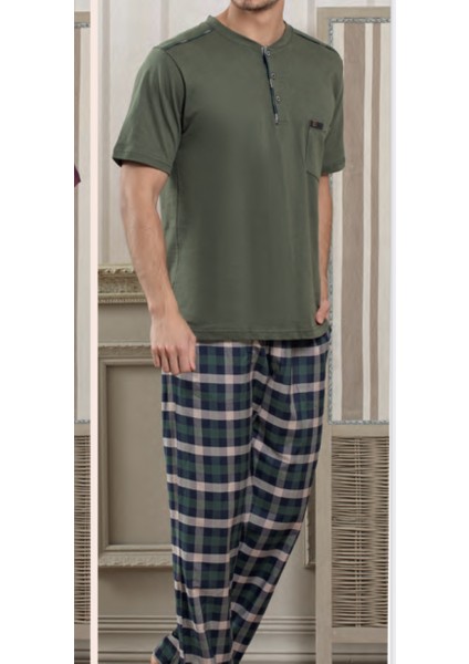 Erkek Kısa Kollu Pijama TAKIMI-2701-YEŞIL