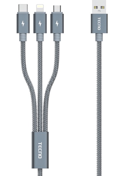 Pova 3in1 Lightning, Type-C, Micro Çıkışlı Örgülü Hızlı Data ve Şarj Kablosu