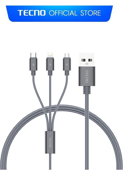 Pova 3in1 Lightning, Type-C, Micro Çıkışlı Örgülü Hızlı Data ve Şarj Kablosu