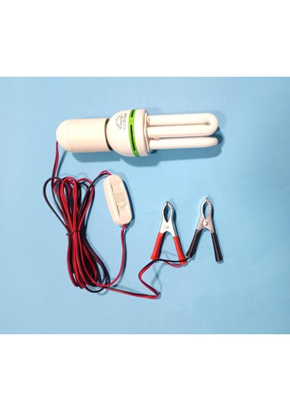 12 Volt Akü Ile Yanan Yüksek Işıklı Maşalı Aydınlatma Sistemi Işıldak 3metre Boyunda Uzatma Kablolu