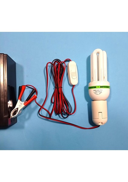 12 Volt Akü Ile Yanan Yüksek Işıklı Maşalı Aydınlatma Sistemi Işıldak 3metre Boyunda Uzatma Kablolu
