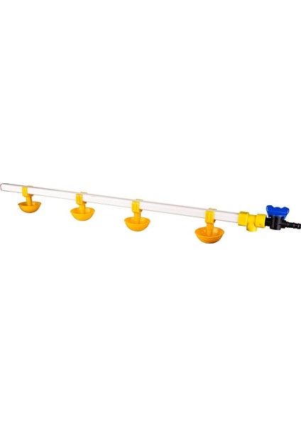 Civcivler Için Nipel Suluk Sistemi 80 cm 4 Nipelli Küçük Yaylı Çanaklı