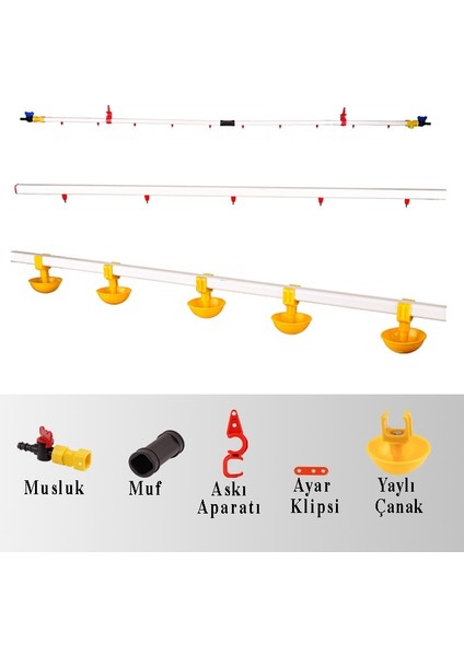 Nipel Suluk Sistemi 40 Metre Hat Küçük Yaylı Çanaklı