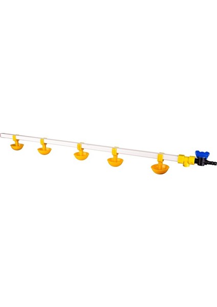 Civcivler Için Nipel Suluk Sistemi 100 cm 5 Nipelli Küçük Yaylı Çanaklı