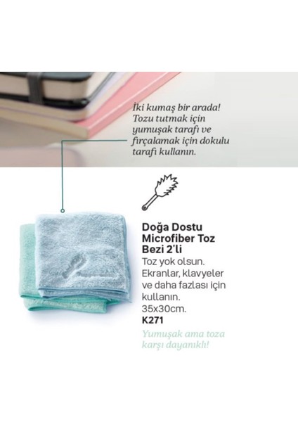 Mikrofiber Temizlik Bezi Mavi - Mint 2'li 35 x 35 cm