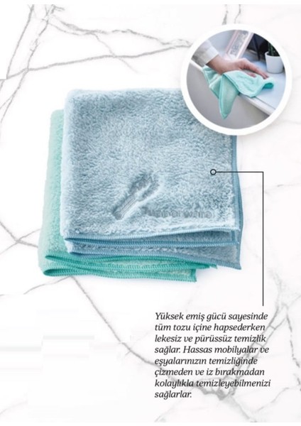 Mikrofiber Temizlik Bezi Mavi - Mint 2'li 35 x 35 cm