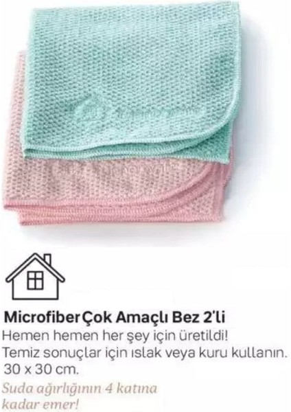 Mikrofiber Çok Amaçlı Temizlik Bezi Mint - Pembe 2'li