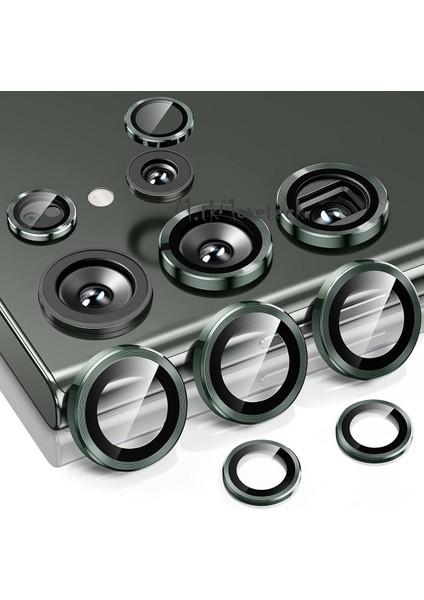 Samsung Galaxy S23 Ultra Kamera Lens Camı Tek Parçalı Darbeye Çiziğe Dayanaklı Anti-Spy (5 Parçalı) Kamera Netlik Bozmaz