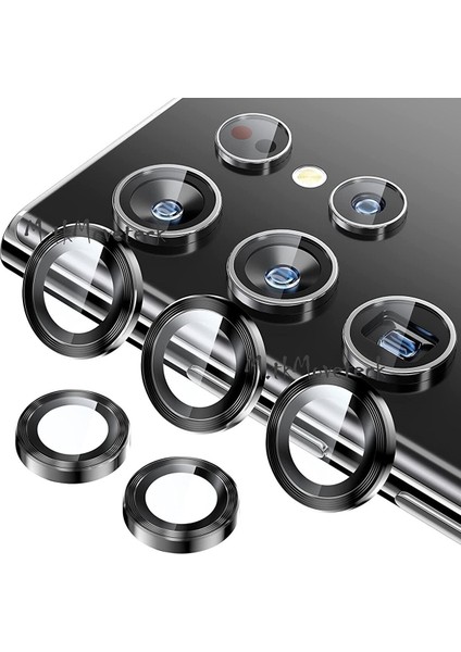 Samsung Galaxy S23 Ultra Kamera Lens Camı Tek Parçalı Darbeye Çiziğe Dayanaklı Anti-Spy (5 Parçalı) Kamera Netlik Bozmaz