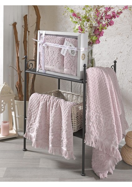Wendy Hediye Ve Çeyizlik,Lü x Cotton 2'Li El Ve Banyo Havlu Set(50 x 90 1Adet,70 x 140 1Adet) Özel Kutulu