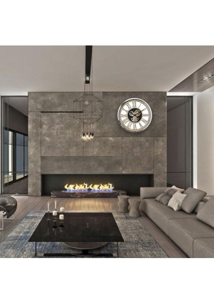 Büyük 60CM Metal Gövde Cam Muhafaza Döner Dişli Çark Mekanizmalı Hastane Otel Resepsiyon Duvar Saati modelleri