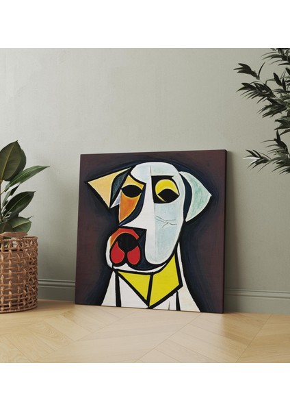 Doğaltercih Kübizm Stili Köpek Portre Dekoratif Kare Kanvas Tablo
