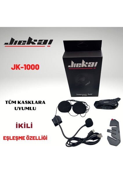 JK1000 Jiekai Intercom Bluetooth Interkom Kulaklık Mikrofon Seti