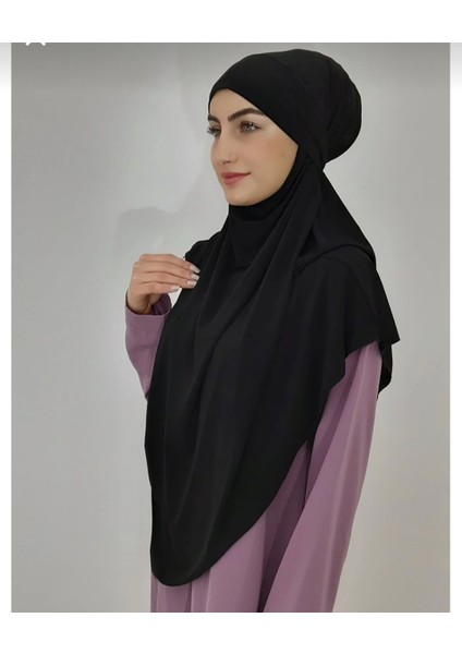 Sufle Hazır Peçeli Bağlamalı Büyük Eşarp Hac Umre Için Uygundur Siyah modelleri