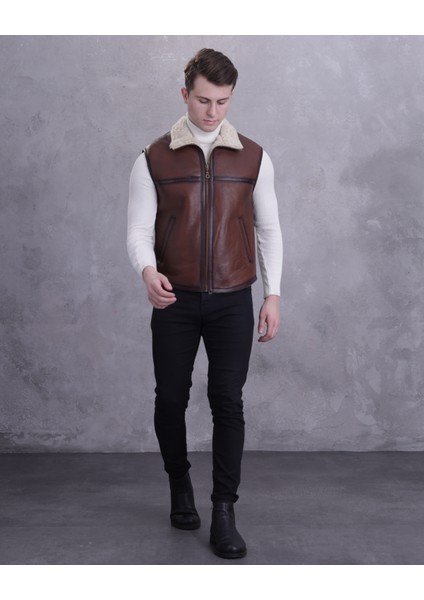 Erkek Hakiki Deri Kürklü Yelek modelleri