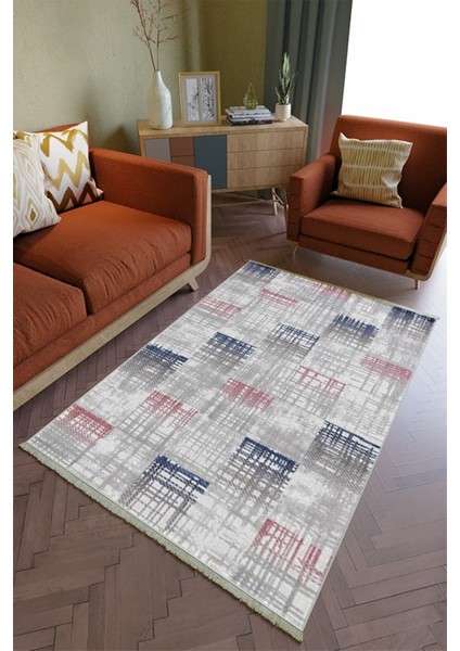 Salon Halısı Otantik Gri Lacivert Pembe Yolluk Kaymaz Yuvarlak Oval Kesme Ince Yıkanabilir Halı