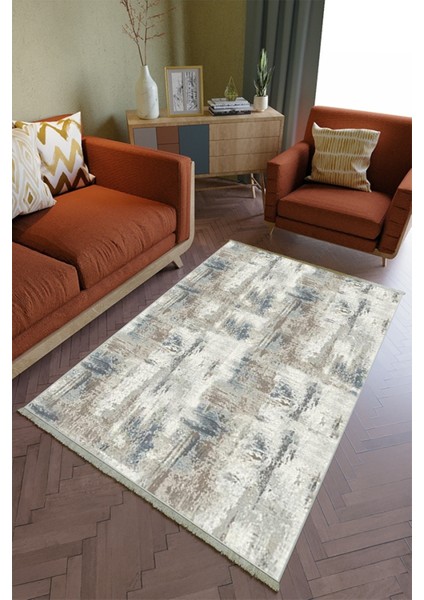 Salon Halısı Otantik Kahverengi Yolluk Kaymaz Yuvarlak Oval Kesme Ince Yıkanabilir Halı