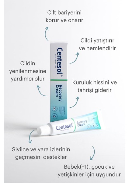 Centesol - Recovery Cream (Onarıcı Cilt Bakım Kremi - Cica Krem) 2 Adet 30 G + 30 G