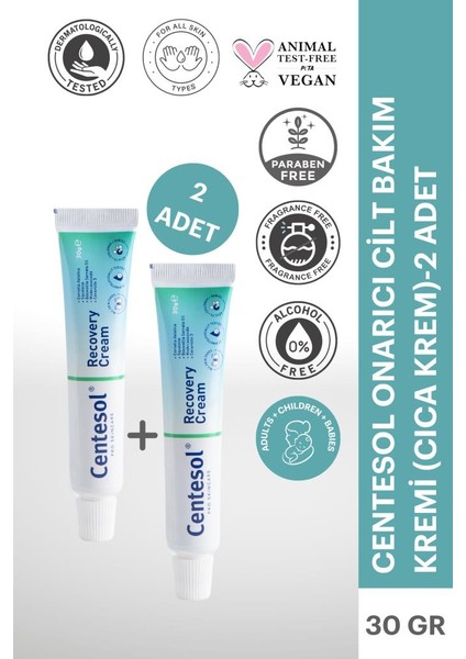 Centesol - Recovery Cream (Onarıcı Cilt Bakım Kremi - Cica Krem) 2 Adet 30 G + 30 G