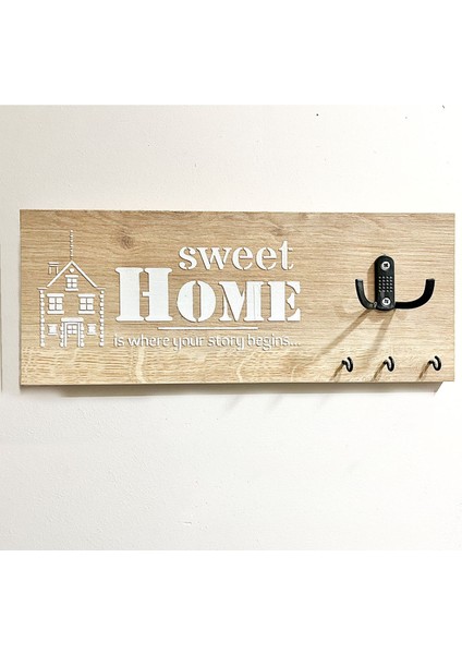 Ahşap Anahtarlık Askılığı Anahtar Asacağı Duvar Askılığı Dekoratif Askılık 15 x 40 cm