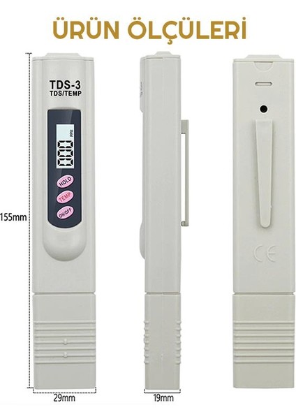 Tds-3 Su Kalite Sıcaklık Saflık Ölçüm Test Cihazı