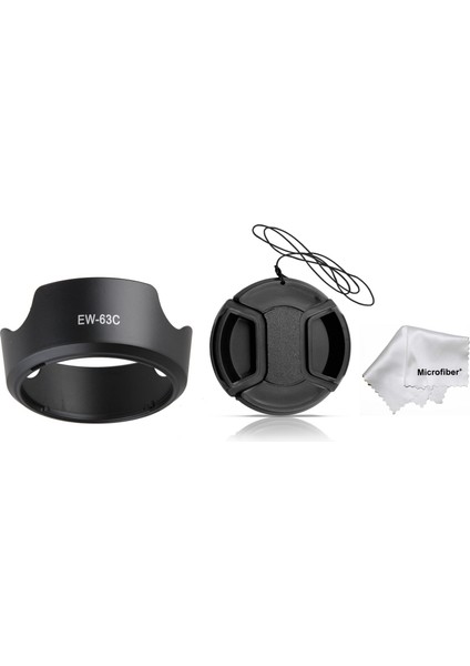 Canon 200D 250D 800D 850D 18-55MM Is Stm Lens Için EW-63C Parasoley + Lens Kapağı Kapak