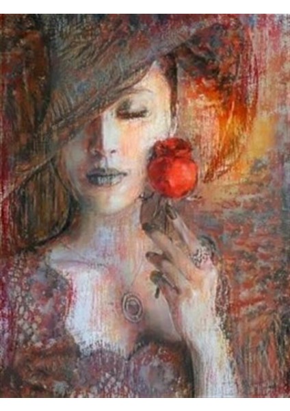 Kadın ve Gül 38 x 51 cm
