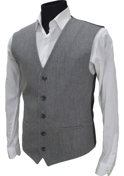 Erkek Yelek V Yaka Gri Balıksırtı 50436 modelleri