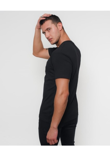 Erkek Tshirt Oversize Rahat Kalıp Premium Bisiklet Yaka